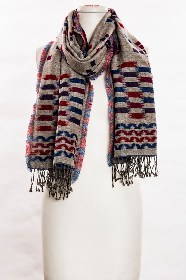 Wool Blend Multi Color Melange Boxes Scarf (SE-643)